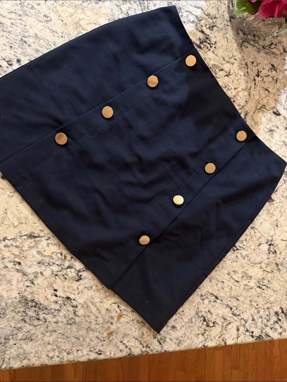 LOFT Navy Mini Skirt with Gold Buttons